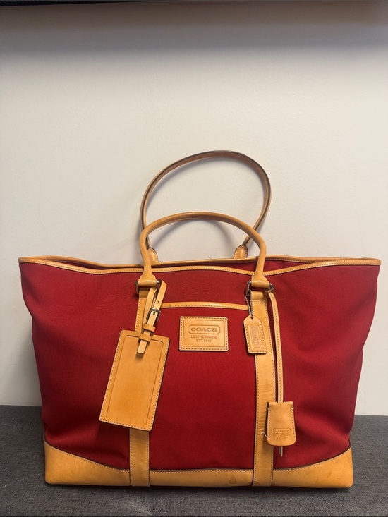 Coach Handbags - 🍍Coach Vintage Transatlantic XL Weekender Red Canvas and Leather 5968